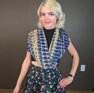 Blue / tan tie dye sheer circle scarf